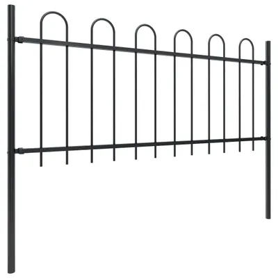 Obrázek produktu pro vidaXL Zahradní plot s kulatým obloukem ocelový 892,5 x 80 cm černý