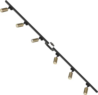 Produktbild von ZUMALINE Schienenstrahler-Set 6x GU10 2 m schwarz gold Rohrschiene 3022