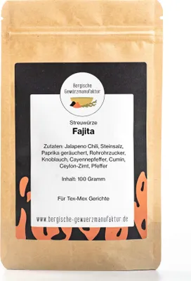 Produktbild von Fajita Streuwürze für Tex-Mex Gerichte ohne künstliche Zusatzstoffe, allergenfrei