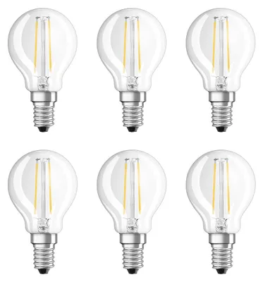 Produktbild von 6 x Osram LED Filament Leuchtmittel Tropfen 2,8W = 25W E14 klar 250lm warmweiß 2700K DIMMBAR