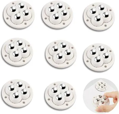 Produktbild von Weißes 8er-Set Mini-Schnelllaufräder, 360°, für Möbel, Mülleimer, kleine Boxen