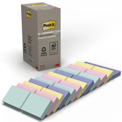 Produktbild von Post-it® Recycling Notes Multicolor Haftnotizen 38x51mm 24 Blöcke 100 Blatt