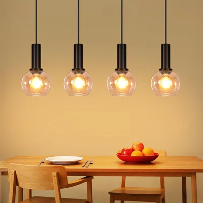 Immagine prodotto di ZMH Lampada a sospensione per tavolo da pranzo, lampada a sospensione in vetro, lampada vintage a 4 luci, lampada da sala da pranzo a sospensione, lampada da tavolo da pranzo retrò, lampada a sospensione regolabile in altezza, lampada a sospensione E27