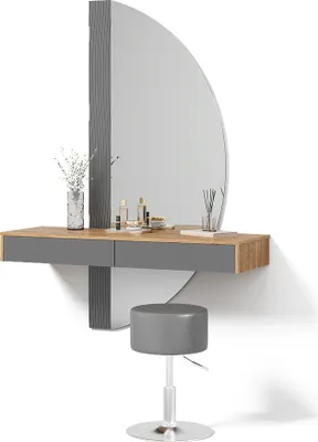 Image de Coiffeuse Livinity Ascona Gris avec éclairage et tabouret, Model 52444