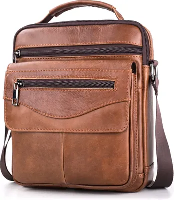 Produktbild von Umhängetasche Leder Herren Herrentasche Schultertasche Echtes Leder Handgelenktasche Herren Schultertasche Crossbody Bag Messenger Bags Geschenk für Männer