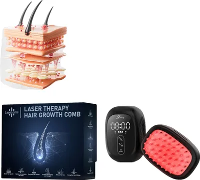 Zdjęcie produktu dla Urządzenie na porost włosów, terapia laserowa o niskiej intensywności, akumulator, czarny zestaw