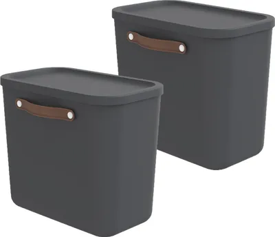 Produktbild von Rotho Aufbewahrungsbox 2er-Set 25L Maloja - Kunststoffbox 40 x 23,5 x 34 cm - Box mit Deckel - Stapelbox sicher verschließbar - Plastikbox
