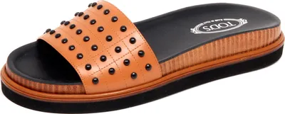 Produktbild von F3196 sandalo donna hellbraun TOD'S scarpe Gummi Nieten Schuh Frau