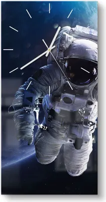 Produktbild von DEQORI Glasuhr 30x60 cm Modern 'Schwebender Kosmonaut' Wanduhr Glas Uhr Design leise