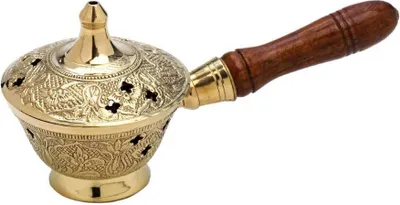 Produktbild von Räucherpfännchen Räuchergefäß Handarbeit Duftstäbchen Deko Esoterik Gold 7538