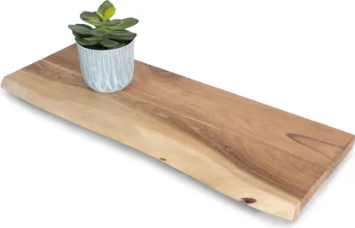 Produktbild von Wandregal Amanda, Akazienholz massiv, naturfarben & lackiert, Holzregal/Steckboard mit Baumkante, 60x20 cm Regal