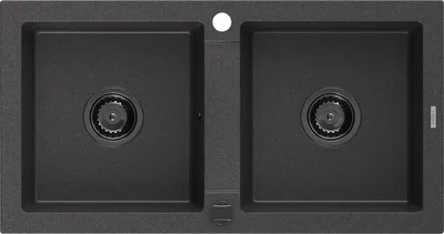 Produktbild von Mexen Mario 2-Becken-Granit-Spülbecken 820 x 436 mm, Schwarz gesprenkelt, Siphon Schwarz - 6504822000-76-B