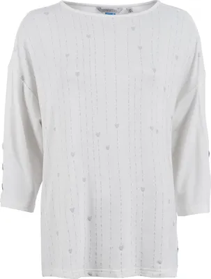 Produktbild von Sweatshirt 3/4-Arm mit modern-verspieltem Frontprint und überschnittener Schulter