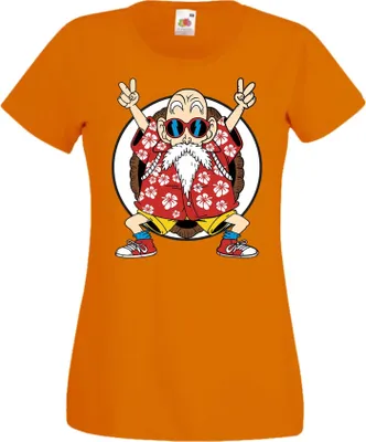 Zdjęcie produktu dla Koszulka Damska Anime Manga Dragon Anime Manga Ball Z Master Roshi 02 Dbz Sensei, Lady S / Pomarańczowy