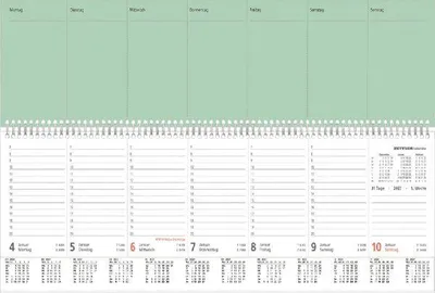 Produktbild von Tischquerkalender 1W/2S PERFO XL grün 2027