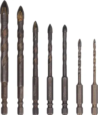 Image de Set d'embouts de perçage pour le verre, la céramique, le carrelage, la brique et le bois 7 pièces