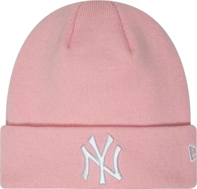 A pink New Era beanie with the NY Yankees logo.