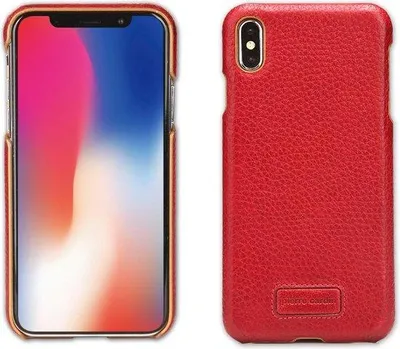 Image de Étui rouge Pierre Cardin - Coque arrière - Élégant - Cuir - pour iPhone Xs