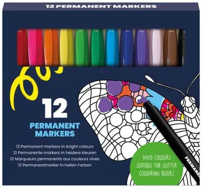 Produktbild von Permanente Stifte, verschiedene Farben, 12 Stück.