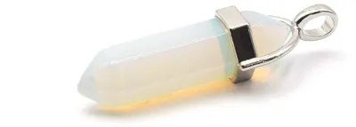 Produktbild von Vintageparts Anhänger Opalite geschliffen silberfarben 40,5 mm für Ketten und Armbänder, 1 Stück