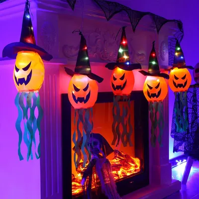Produktbild von Halloween Lichterkette, 3 Meters Zauberer Hexen KüRbis Hut Halloween Laterne Deko Lichterkette, 6 Led Licht Batteriebetrieben Beleuchtung FüR Party GäRten