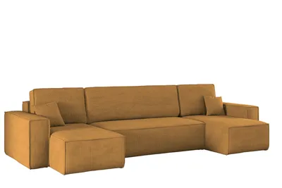 Produktbild von Kaiser Möbel Ecksofa mit schlaffunktion und bettkasten, Sofa U-form, Couch U-form BEST Dicker Cord Poso Senffarbe