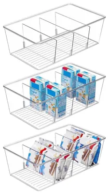 Imagen del producto de Omgoods - Juego de 3 cajas de almacenamiento de plástico apilables para nevera y cocina