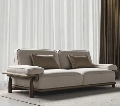 Produktbild von Sofa 3 Sitzer Beige Couch Polster Sofas Couchen Wohnzimmer Design Textil Stoff