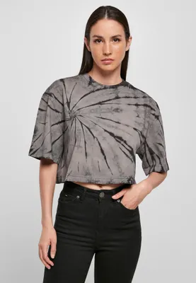 Produktbild von Ladies Oversized Cropped Tie Dye Tee black/asphalt L