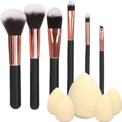 Produktbild von COM-FOUR® 11-teiliges Kosmetikset - Kosmetik-Pinsel und Make-Up Schwämme in Ei-Form - ideal für Pulver, Creme und Flüssigkeit - professionelle Schminkpinsel