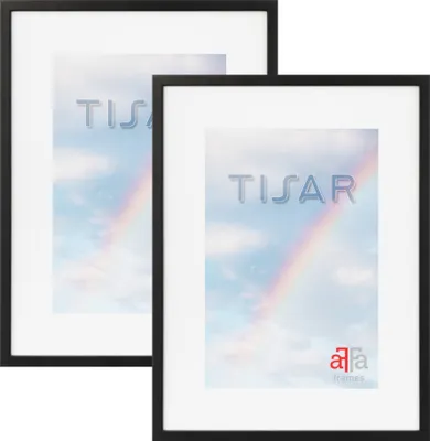 Produktbild von aFFa frames,  Tisar, Bilderrahmen aus Holz, rechteckig, mit Acrylglasfront, Schwarz, 21x29,7 cm, 2er Set
