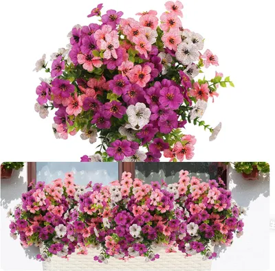 Imagen del producto de Flores artificiales de plástico, 36 cm, juego de 7 unidades, para jardín y celebraciones