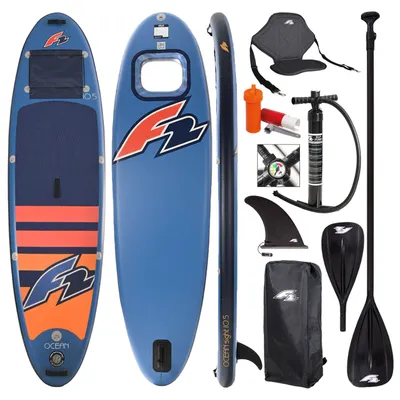 Produktbild von F2 Set Stand Up Paddle Board Ocean Sight Blau 11,5 + Kajak Zubehör Paket
