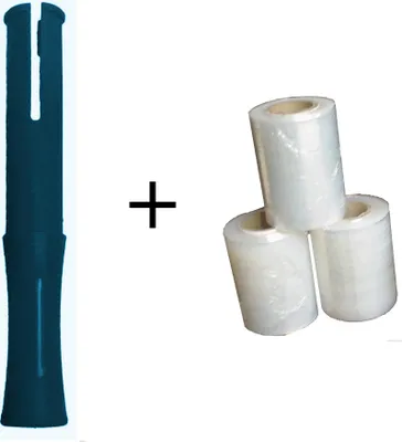 Produktbild von 6 Rollen Mini Stretchfolie 100mm x 150m / 20my / incl. Abroller