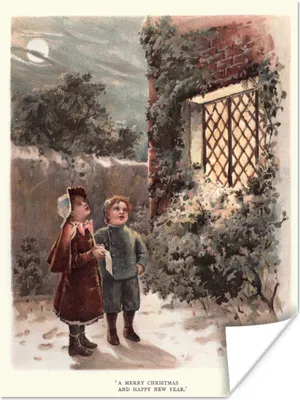 Produktbild von MuchoWow® Poster Porträt Weihnachten - Winter - Vintage 30x40 cm - Wandplakat - Poster Kinderzimmer