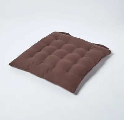 Obrázek produktu pro HOMESCAPES polštář na židli 40x40 cm hnědý - venkovní/venkovní polštář na sezení s bavlněným potahem, pratelný polštář na sezení