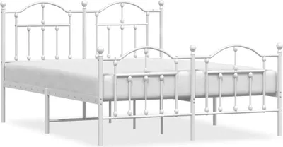 Obrázek produktu pro vidaXL Postel s čelem a nohou kovová bílá 150x200 cm