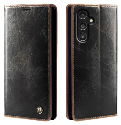 Produktbild von Handyhülle für Samsung Galaxy A16 / A16 5G Kunstleder Klapphülle Vintage Cover Hülle RFID Schutz Case Kartenfach Farbe: Dunkelbraun