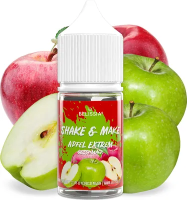 Produktbild von Belissia Shake and Make Apfel-Extrem - 30 ml hochdosiertes Lebensmittelaroma - zum Nachfüllen - Für Backen, Speisen, Getränke, Shakes, DIY uvm