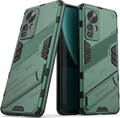 Produktbild von Armor Hülle für Xiaomi 12 Pro, Hybrid PC TPU Bumper Stoßfestes Schutzhülle mit Standfunktion Grün