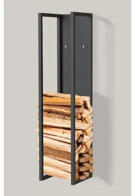 Zdjęcie produktu dla Półka na drewno ścienna - 100 cm - Metal - Czarny - Na zewnątrz i do wnętrz