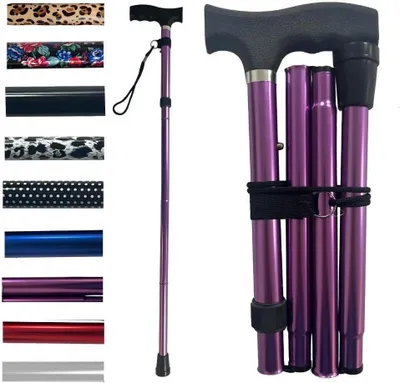 Produktbild von Faltbarer Wanderstock – Gehhilfe – Unterstützung für die Mobilität – Verstellbar, leicht – 84-94 cm – Lila