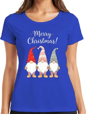 Produktbild von Merry Christmas! Weihnachtswichtel Gnome niedlich Weihnachten Damen T-Shirt, Blau, L