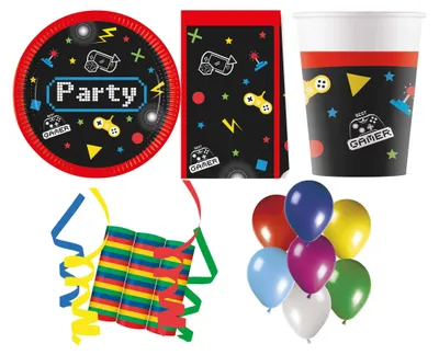 Produktbild von 149-tlg. Set Kindergeburtstag Party Feier Fete Deko Motto Gaming Party Gamer Zocker