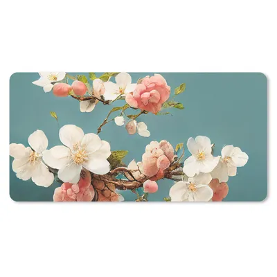 Produktbild von MuchoWow® Schreibtischunterlage Blumen - Blüte - Kirsche - Zweig - Weiß 80x40 cm - XXL Mauspad - Gaming Mauspad