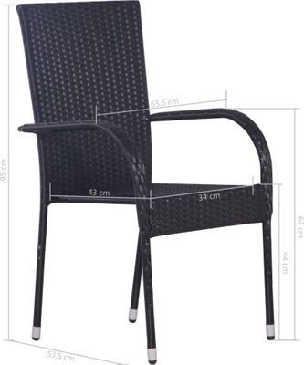 vidaXL Stapelbare Gartenstühle 2 Stk. Poly Rattan Schwarz