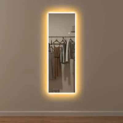 Produktbild von AIORBER Wandspiegel, mit dimmbarer LED-Beleuchtung, 120 x 40 cm, Ganzkörperspiegel, 3 Farbtemperaturen, gehärtetes Glas, für Flur und Schlafzimmer