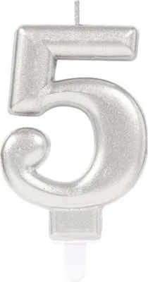 Produktbild von "Starlight Birthday" Zahlenkerze 9,3cm | Silber Zahl: 5