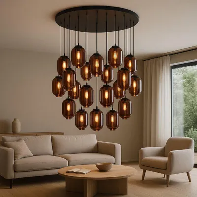 Produktbild von s.luce Velo Galerieleuchte 20-flammig Ø 120cm Baldachin, Ø 18cm  Rauch 20-Flammig Zylindrisch, Rund, Länglich
