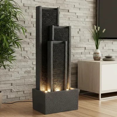 Produktbild von Gartenbrunnen BK903 Wasserwand 99 cm Standbrunnen Springbrunnen mit Beleuchtung Wasserfall Gartendeko